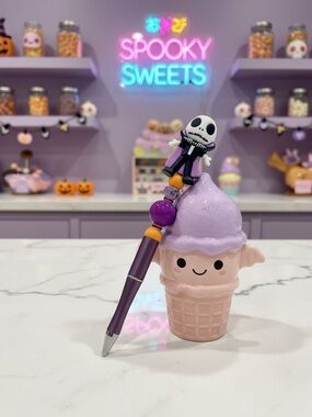 Hand Crafted Purple Jack Skellington Pen Charm